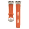 Orange silicone replacement watch band with metal buckle for smart watch, striped design variant. - 42/44/45/49mm / Orange