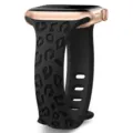 Silicone replacement strap for Apple Watch Series 8 and 9, carved leopard print design. - 38/40/41mm / Black