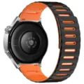 Dual color magnetic silicone watch strap replacement band compatible with smart watch accessories - 20mm / Black and Orange