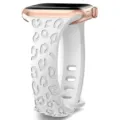Silicone leopard print watch strap compatible with Apple Watch rose gold case white band - 38/40/41mm / White