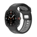 Black silicone sports watch strap compatible with Galaxy Watch Ultra 47mm, durable dual-color design. - Galaxy Watch Ultra 1/2 / Black+Gray