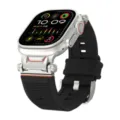 Replacement silicone watch band with metal connector for Apple Watch Ultra, black stripe. - 42/44/45/46/49MM / Black