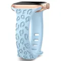 Silicone leopard print watch band compatible with Apple Watch, light blue strap style. - 38/40/41mm / Light Blue