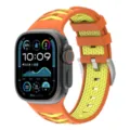 Silicone watch band for Apple Watch Ultra, orange with yellow honeycomb texture and steel buckle. - 38/40/41mm / Orange And Yellow