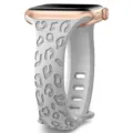 Silicone watch band compatible with Apple Watch, grey engraved leopard pattern, rose gold finish - Gray