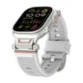 Silicone replacement strap with metallic connector compatible for Apple Watch Ultra white band - 42/44/45/46/49MM / White