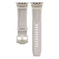 Replacement silicone watch strap compatible with Apple Watch, armor style buckle design. - 42/44/45/49mm / Starlight