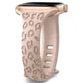 Silicone watch strap with engraved leopard pattern, compatible with smart watch, rose gold. - Milk Tea
