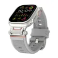 Replacement silicone strap with metal connector compatible for Apple Watch Ultra 2, rugged design. - 42/44/45/46/49MM / Gray