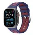 Replacement silicone watch band compatible with Apple Watch Ultra 2 with secure buckle. - 38/40/41mm / Black + Dark Red