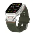 Silicone strap with metal connector compatible with apple watch ultra smartwatch band - 42/44/45/46/49MM / Army Green
