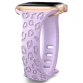 Silicone replacement watch band with debossed leopard print in lavender for Apple Watch. - Light Purple