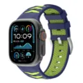 Silicone watch strap compatible with Apple Watch Ultra 2, blue and green textured wristband. - 38/40/41mm / Midnight Blue + Lime