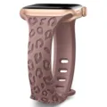 Silicone leopard print watch band compatible with Apple Watch, stylish embossed strap design. - Smoke Purple