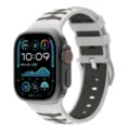 Silicone watch strap compatible with Apple Watch Ultra, tire texture, stainless steel buckle. - 42/44/45/46/49MM / Starlight + Brown