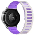 Dual-color hollow silicone smartwatch strap with metal watch case, stylish and comfortable. - 20mm / Starlight Magic Purple