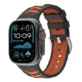 Silicone watch strap with tire texture for sports smartwatch, black and orange dual color. - 42/44/45/46/49MM / Black+Orange