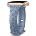 Silicone watch band for Apple Watch, grey blue embossed leopard strap replacement. - Lavender Gray