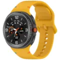 Replacement silicone watch band with flat stitching, designed for Samsung Galaxy Watch 8. - 20mm / Official Yellow / Stitched Style