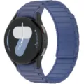 Detailed view of the blue magnetic silicone watch band with segmented design and secure closure. - Samsung Watch 7/6/5/4 / Dark and Light Navy Blue