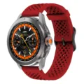 Replacement silicone watch strap compatible with sports smartwatches, breathable red design. - 22mm / China Red