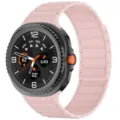 Pink magnetic silicone watch band detail view, showing flexible strap structure and texture. - Samsung Watch 8 / Pink Sand