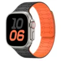 Silicone Magnetic Watch Band Replacement Strap For Apple Watch Ultra Black Orange 49mm - 38/40/41/42mm (S10) / Black and Orange
