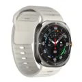 Rugged smartwatch detail view featuring a sleek metallic cushion case and breathable silicone strap. - Neon Yellow