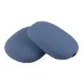 Close-up detail of blue silicone protective covers for over-ear headphones, soft material. - Outer Ear Cover / Blue