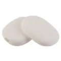 Detail view of the white silicone protective cases, soft texture and smooth oval design. - Outer Ear Cover / White