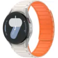 Magnetic Silicone Watch Band Compatible with Samsung Galaxy Watch 7 FE 6 5 4 Strap - Samsung Watch 7/6/5/4 / Starlight Orange