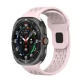 Pink silicone perforated watch strap compatible with galaxy watch ultra, breathable design. - Galaxy Watch Ultra 2/1 / White