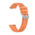 Detail shot of orange silicone smartwatch strap with silver quick release buckle and textured design. - 18mm / Orange