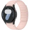 Magnetic silicone watch band compatible with smartwatches, pink ripple strap replacement. - Samsung Watch 7/6/5/4 / Pink Sand