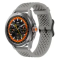 Graues perforiertes Silikon-Uhrenarmband und stilvolles Metall-Smartwatch-Ersatzzubehör. - 22mm / Braungrau