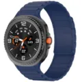 Blue silicone magnetic watch strap detail, textured design with durable clasp, smooth comfortable fit. - Samsung Watch 8 / Midnight Blue