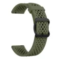 Olive green silicone sport watch strap with breathable holes and black metal buckle. - 22mm / Army Green