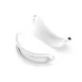 White silicone protective ear cup covers for AirPods Max headphones, scratch-resistant design. - White