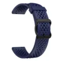 Dark blue silicone sports watch band replacement strap with breathable holes and black buckle. - 22mm / Midnight Blue