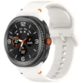 Silicone replacement watch strap compatible with Samsung Galaxy Watch 8 white color accessory. - 20mm / Starlight / Stitched Style