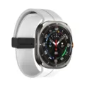 Replacement silicone watch strap with magnetic buckle for rugged smartwatches, white band. - White