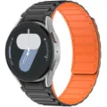 Replacement magnetic silicone watch band compatible with Samsung Galaxy Watch, black and orange - Samsung Watch 7/6/5/4 / Black+Orange