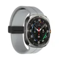 Silicone magnetic watch band detail view, soft and comfortable grey strap replacement accessory. - Light Gray