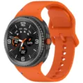 Silicone smartwatch replacement band in bright orange color with flat stitching and durable clasp. - 20mm / Orange / Stitched Style