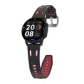 Replacement silicone watch strap for Samsung and Huawei, dual-color breathable sports band. - 20mm / Black + Dark Red