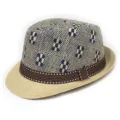 Men's straw fedora hat summer casual sun protection beach jazz hat fashion outdoor headwear - M (56-58cm) / Beige