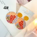 Geometrische Acryl Statement Ohrringe Variante 4, bunte runde Ohrhänger für Damen - Geometrischer Farblich Block Stil