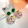 Bunte geometrische Terrazzo Acryl Ohrringe mit S925 Silber Nadeln und Displaykarte. - Blumen Terrazzo Stil