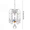 Crystal suncatcher hanging chandelier prism ornament with faceted beads and metal chain 41cm - Claw Rhinestones