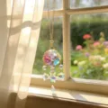 Colorful crystal glass ball suncatcher window hanging pendant with sparkling stars detail. - Colorful 30cm Ice Crackle Ball